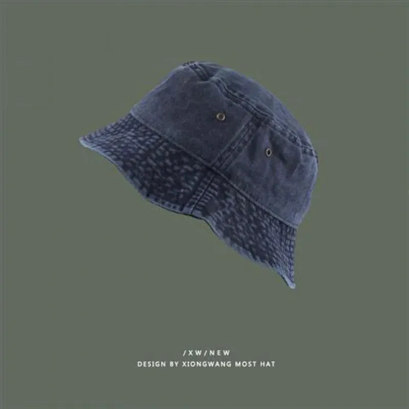 Washed Denim Vintage Bucket Hat - Fashionable Spring Summer Autumn Fisherman Cap for Women Men