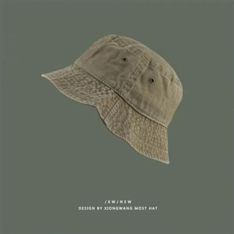 Washed Denim Vintage Bucket Hat - Fashionable Spring Summer Autumn Fisherman Cap for Women Men