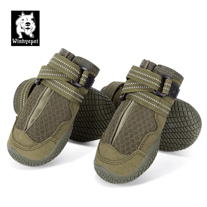 Whinhyepet Outdoor Adventure Dog Shoes - Green, Size 4