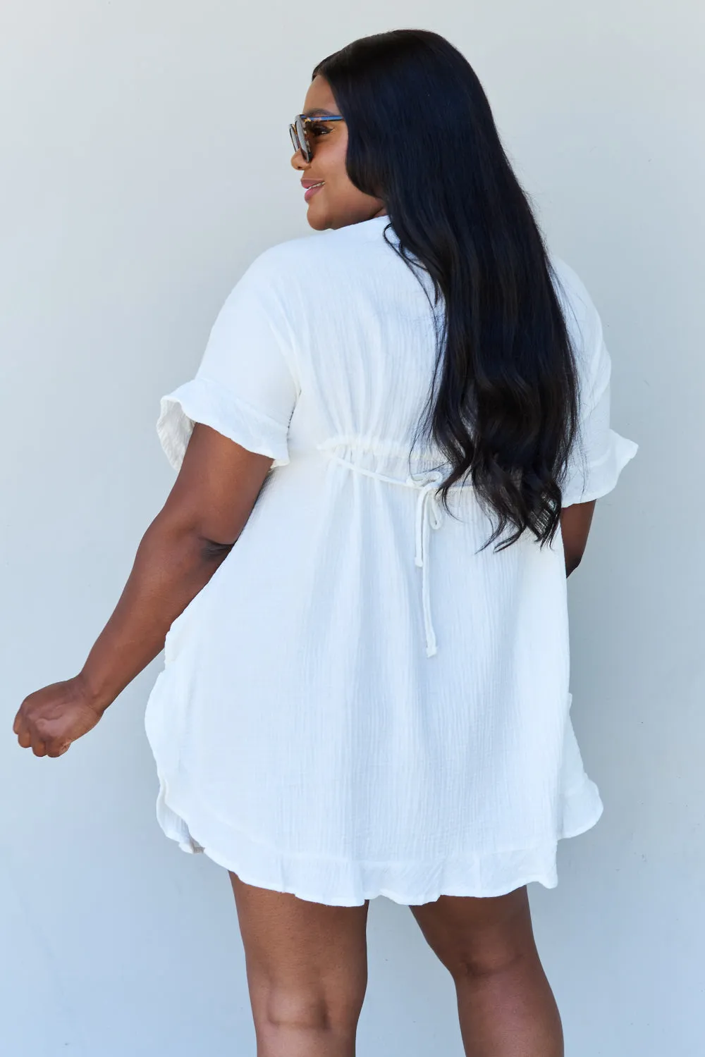 White Ruffle Hem Dress
