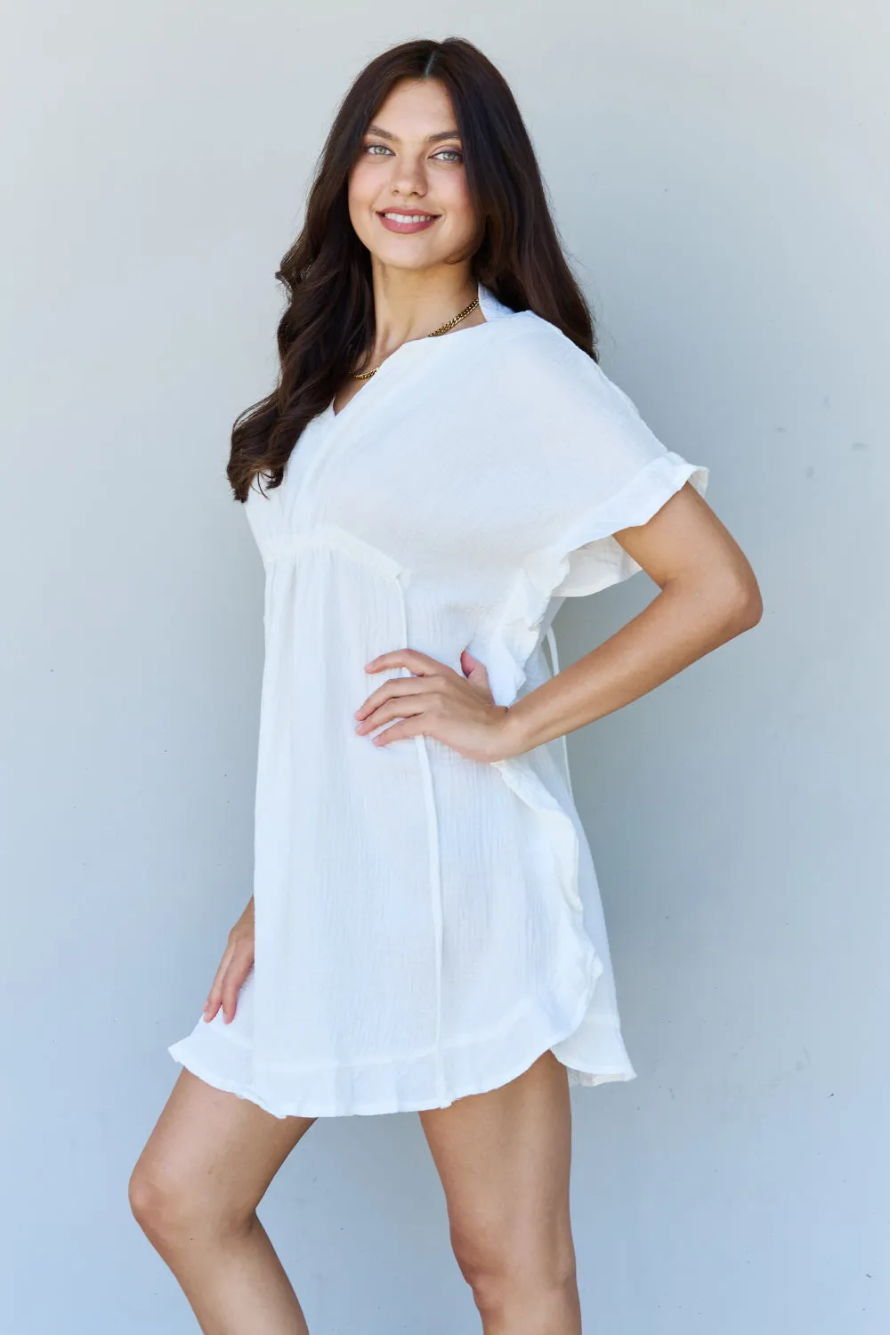 White Ruffle Hem Dress
