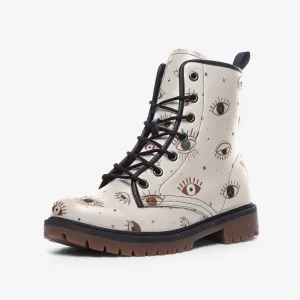 Wicca Beige Witch Eye Vegan Leather Unisex Boots