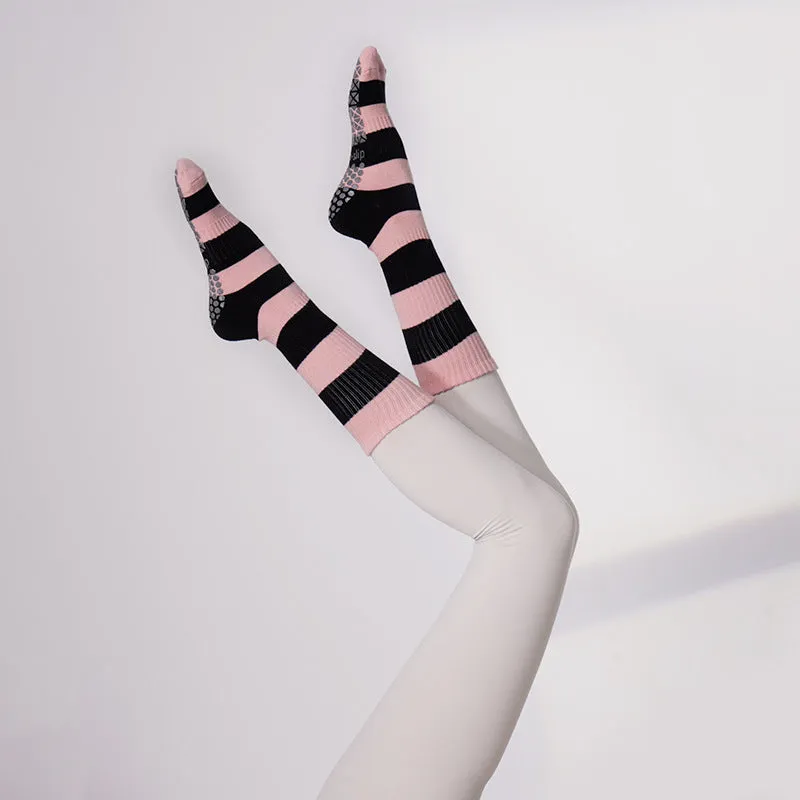 Wide Stripe Mid-Length Pilates Non-Slip Socks Yoga Dance Socks