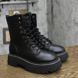 Wild Fable Womens Logan Lug Combat Boots with Memory Foam Insole Black 5.5M