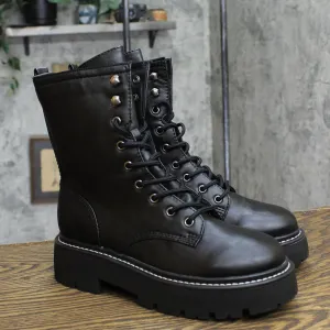 Wild Fable Womens Logan Lug Combat Boots with Memory Foam Insole Black 8M