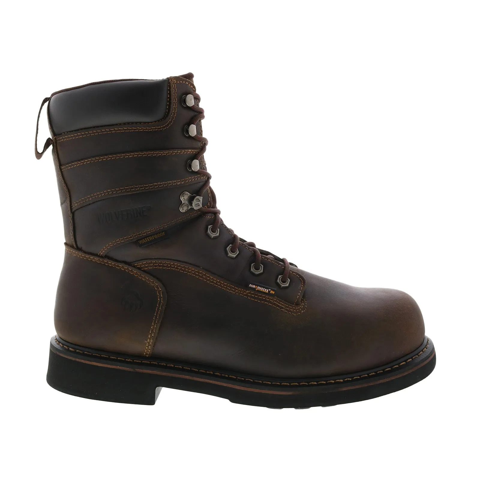 Wolverine Brek 8" Waterproof Steel-Toe W10082 Mens Brown Wide Work Boots