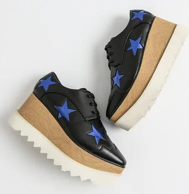 Woman Square Toe Star Lace Up Loafer