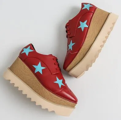 Woman Square Toe Star Lace Up Loafer
