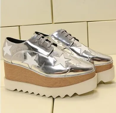 Woman Square Toe Star Lace Up Loafer