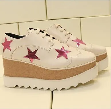 Woman Square Toe Star Lace Up Loafer