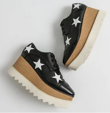 Woman Square Toe Star Lace Up Loafer