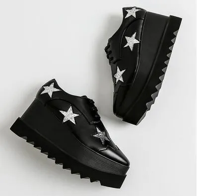 Woman Square Toe Star Lace Up Loafer