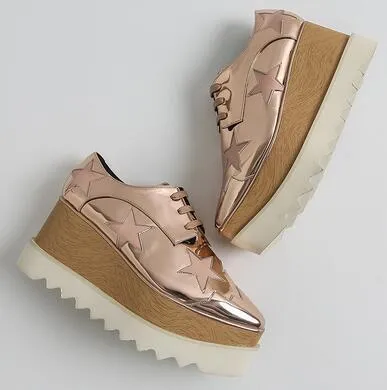 Woman Square Toe Star Lace Up Loafer