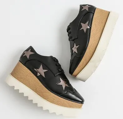 Woman Square Toe Star Lace Up Loafer
