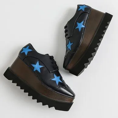 Woman Square Toe Star Lace Up Loafer