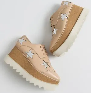 Woman Square Toe Star Lace Up Loafer
