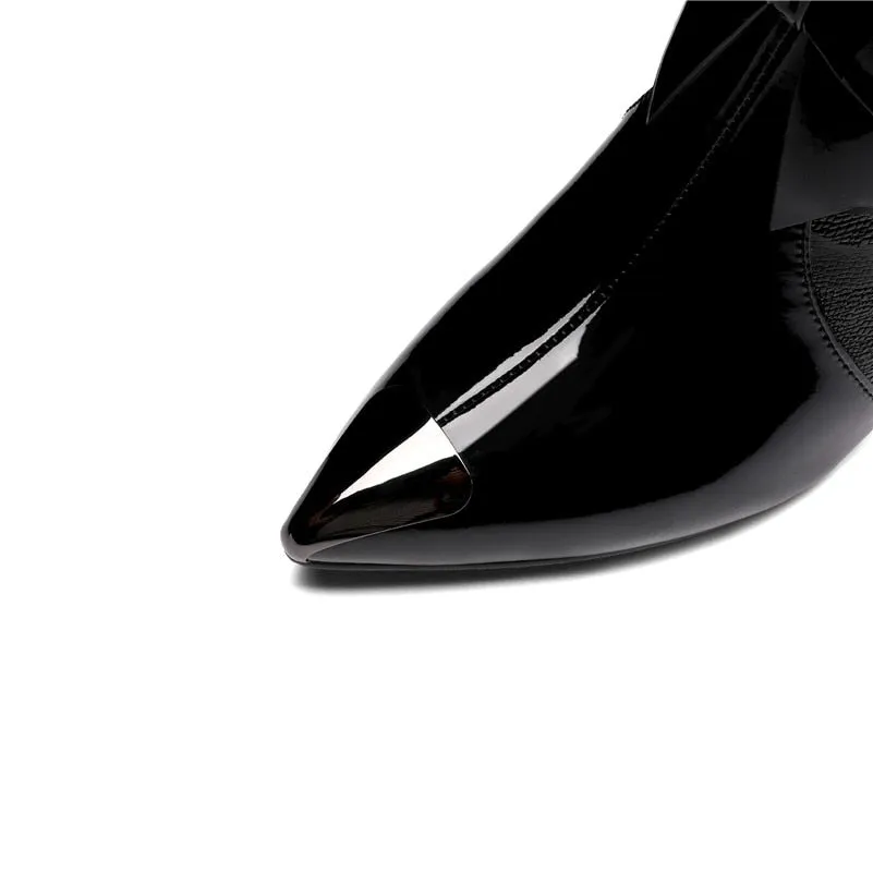 Women Cow Leather Butterfly-knot Ankle Boots