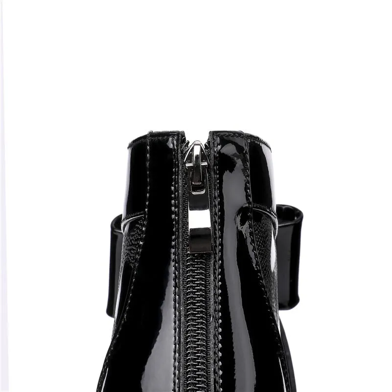 Women Cow Leather Butterfly-knot Ankle Boots