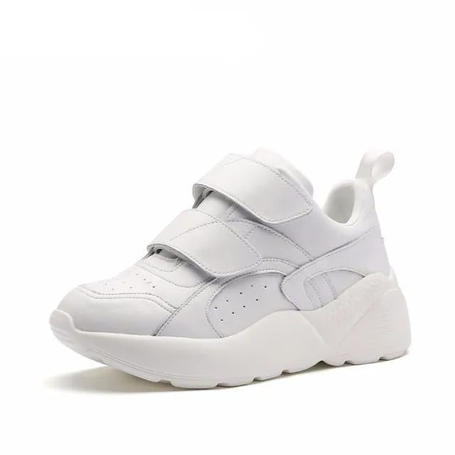 Women Flat Platform Shoes Spring fashion casual Thick bottom Chunky Sneakers Ladies Shoes White pink