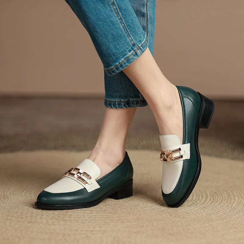 Women Genuine Leather Oxfords Shoes Hand-made