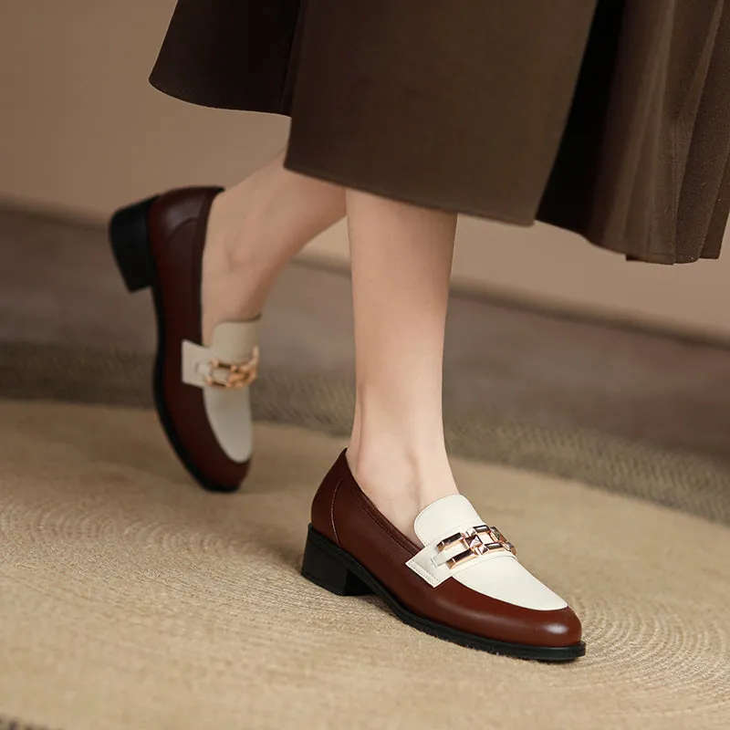 Women Genuine Leather Oxfords Shoes Hand-made