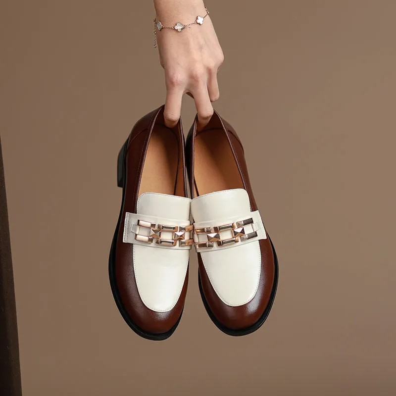 Women Genuine Leather Oxfords Shoes Hand-made