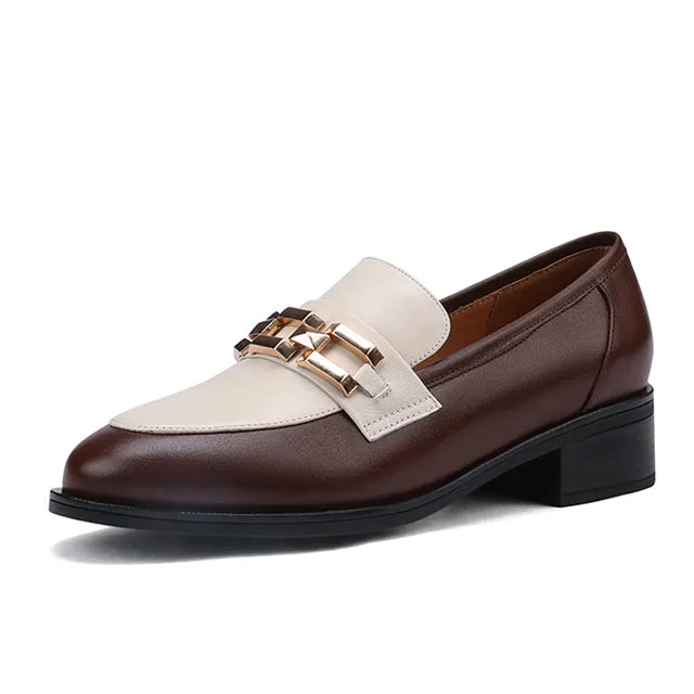 Women Genuine Leather Oxfords Shoes Hand-made