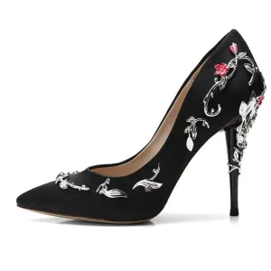 Women Pumps Flower Heel Wedding Shoes Plus Size