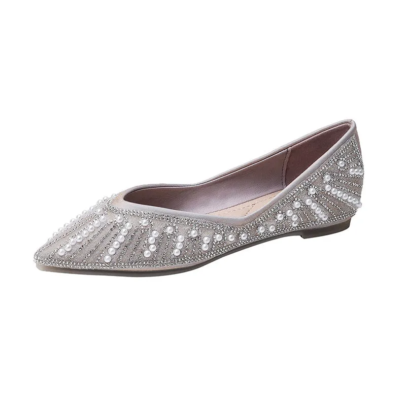 Women Stylish Casual Crystal Pointed Toe Flats