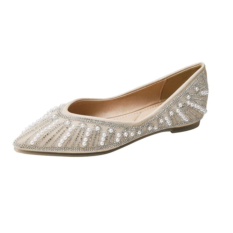 Women Stylish Casual Crystal Pointed Toe Flats