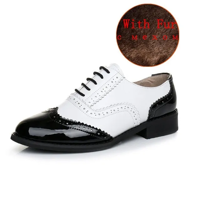 Women vintage flat shoes round toe handmade oxford
