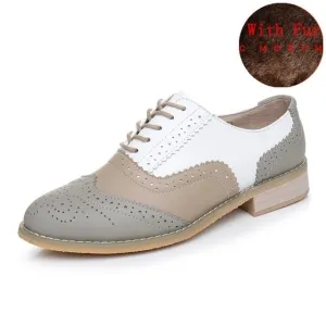 Women vintage flat shoes round toe handmade oxford