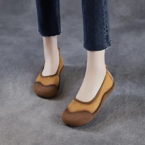 Women Vintage Leather Low Top Casual Flats