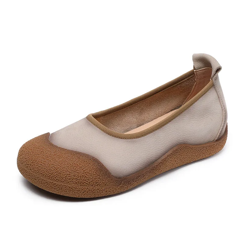 Women Vintage Leather Low Top Casual Flats