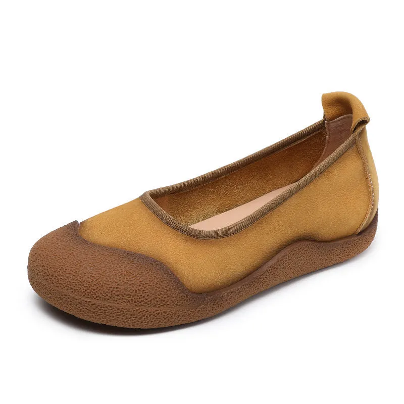 Women Vintage Leather Low Top Casual Flats