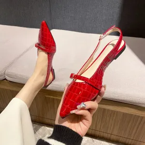 Womens Pointed Toe Flat Dress Shoes - Rich Solid Hue with Chic Buckle Accent - Trendy & Comfortable for Everyday Style