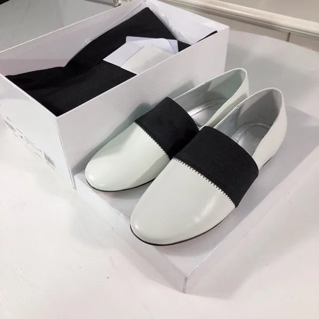 Women's Shoes Top Quality Flats Shoes For Woman Round Toe Slip On Shoes Genuine Leather Loafers Shallow Soft Shoes