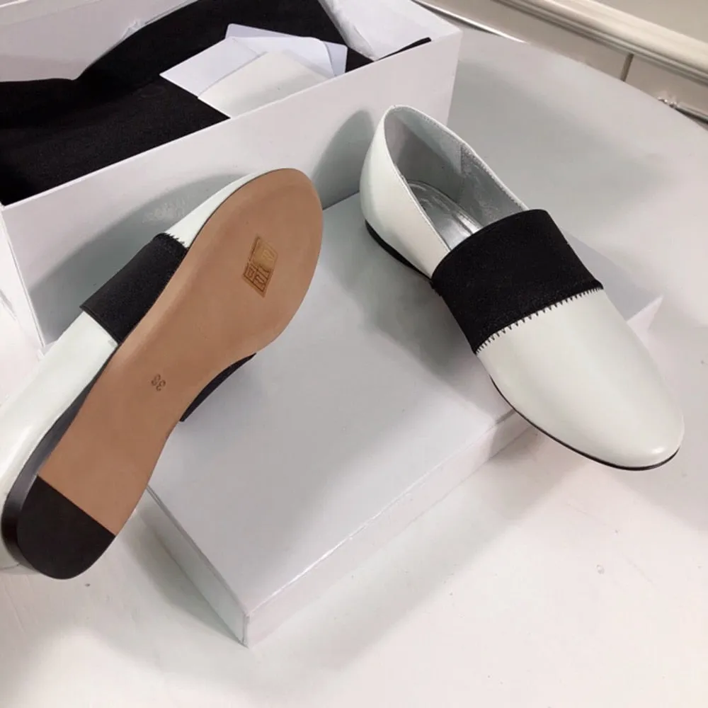 Women's Shoes Top Quality Flats Shoes For Woman Round Toe Slip On Shoes Genuine Leather Loafers Shallow Soft Shoes