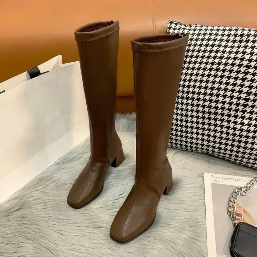 Women's Waterproof Zip Up Knee Boots | Heeled