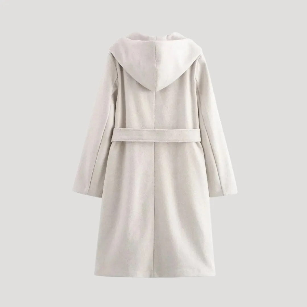 Wool Blend Coat – Hooded Design – Elegant Winter Style