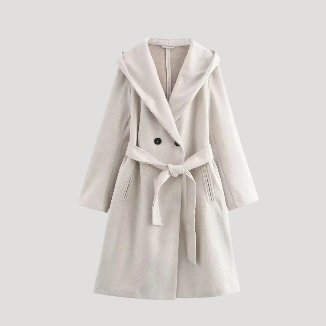 Wool Blend Coat – Hooded Design – Elegant Winter Style