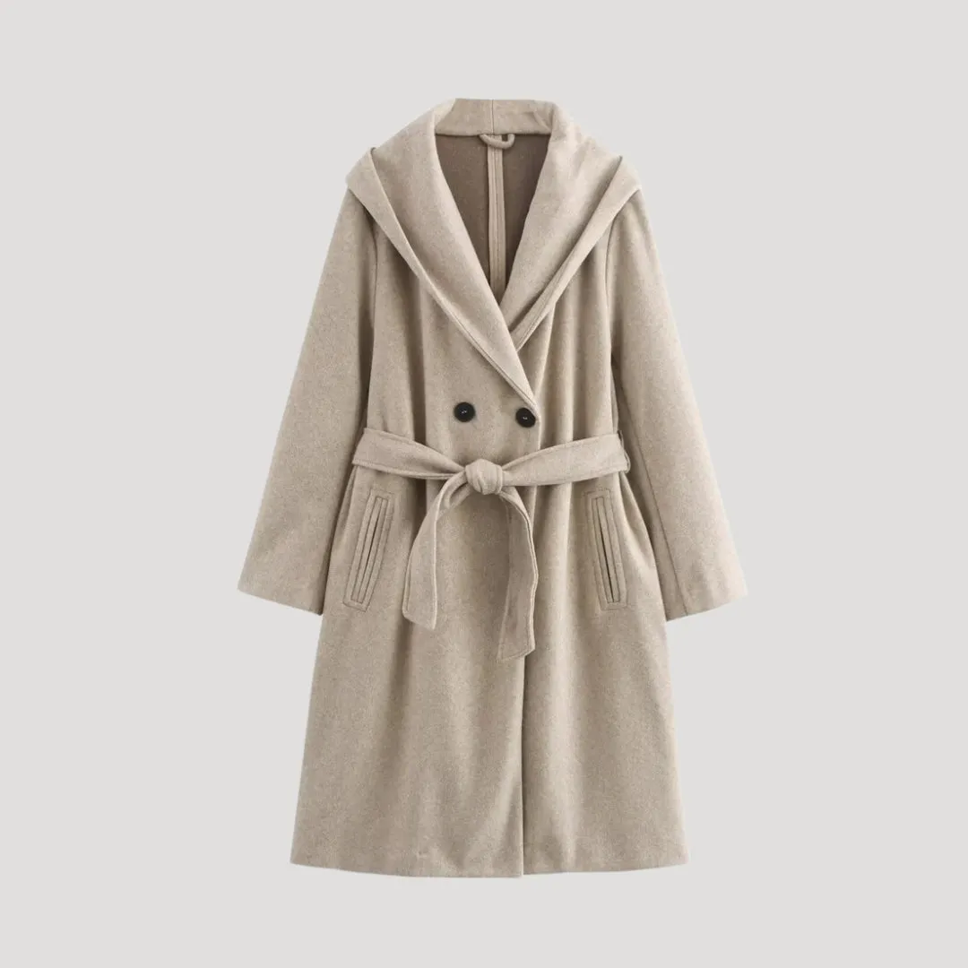 Wool Blend Coat – Hooded Design – Elegant Winter Style