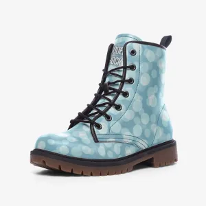 Y2k Pastel Blue Glimmer Vegan Leather Unisex Boots