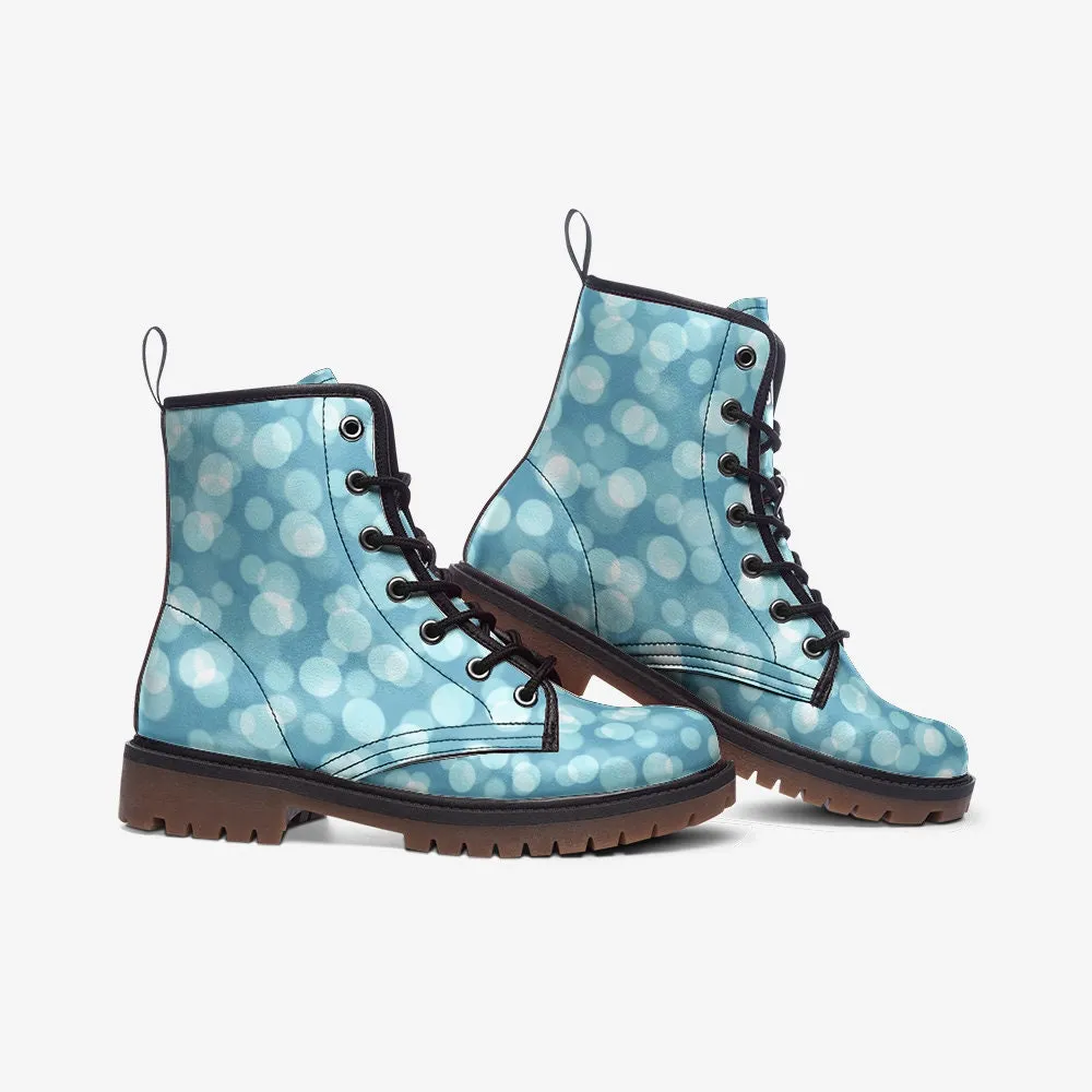 Y2k Pastel Blue Glimmer Vegan Leather Unisex Boots