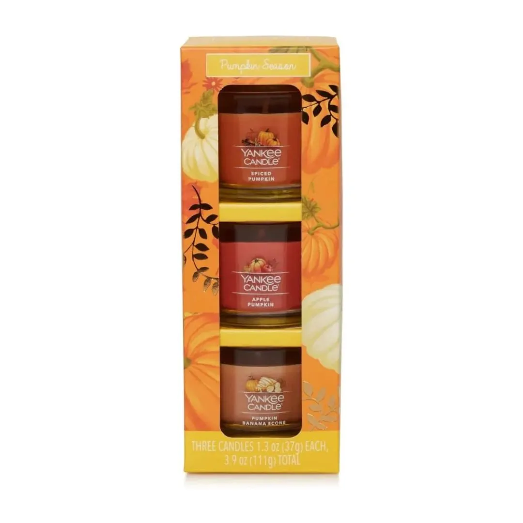 Yankee Candle 1.3oz Pumpkin Season Candle Gift Set 3pc Set