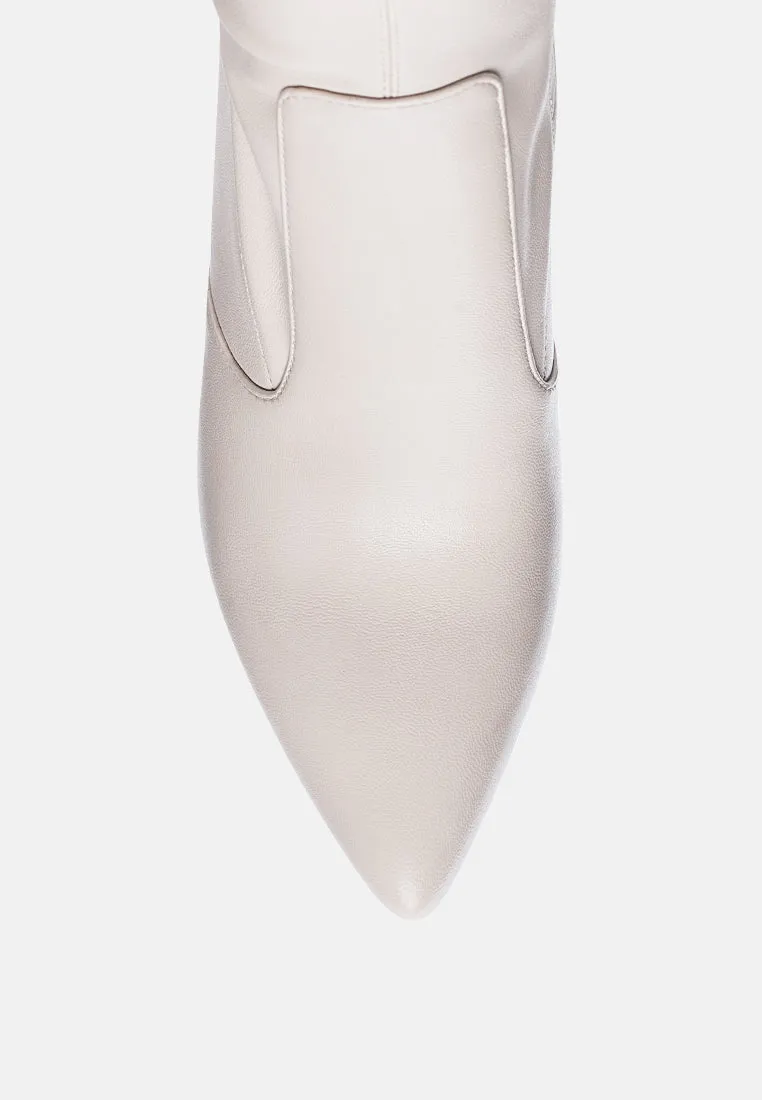 Zade Thigh High Long Boots In Stretch Patent Pu By Ruw